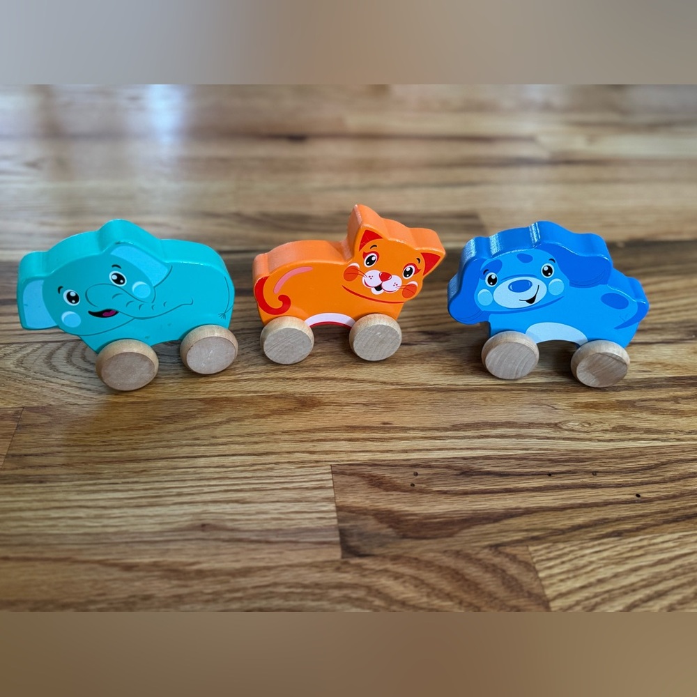 Colorful Wooden Animal Car Toys